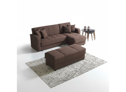 Luxus Wohnzimmer Set Hocker+ Ecksofa L-Form Modern Set Relax Komplett