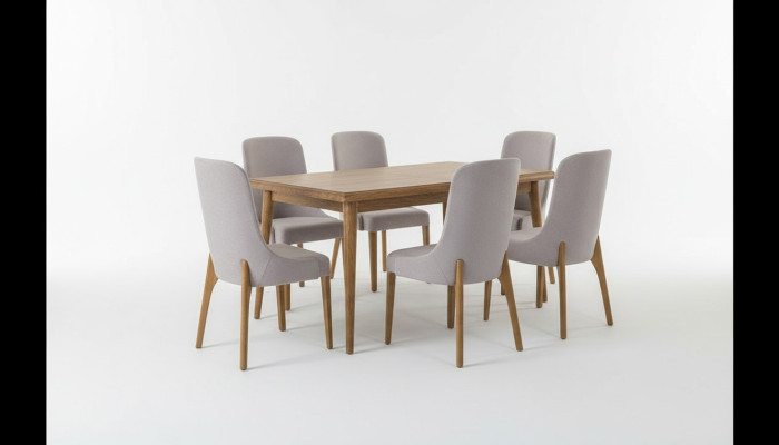 Esszimmer set 7tlg. Esstisch+6x Stühle Designer Holz Stuhl Garnitur Möbel Neu