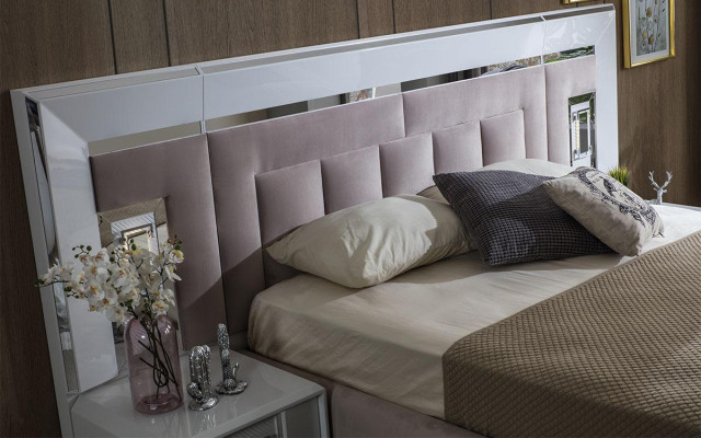 Schlafzimmer Komplett Set Bett 2x Nachttisch Kleiderschrank Neu Design 4 tlg.