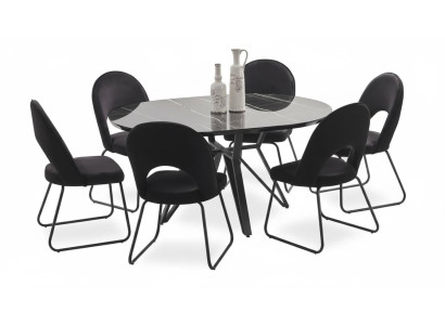 Esszimmer Garnitur Set Esstisch 6x Stühle Komplettes Set Luxus 7tlg