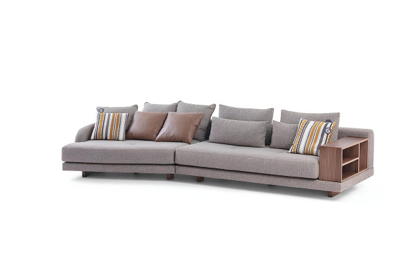  5-Sitzer Massive Wohnzimmer Stoffsofa Grau Elegant Modern Design
