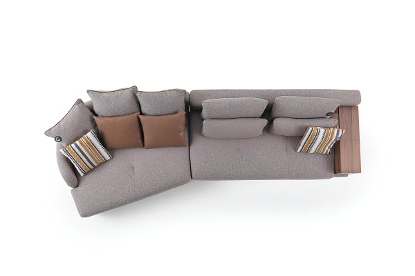  5-Sitzer Massive Wohnzimmer Stoffsofa Grau Elegant Modern Design