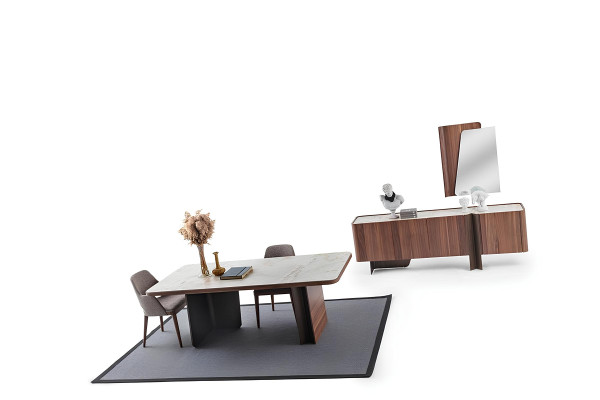  Esszimmer 7tlg Modern Set Esstisch Sideboard Buffet Spiegel Stühle