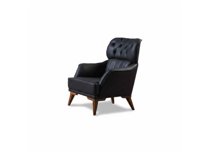 Schwarzer Chesterfield Sessel Luxuriöser Einsitzer Wohnzimmer 1-Sitzer
