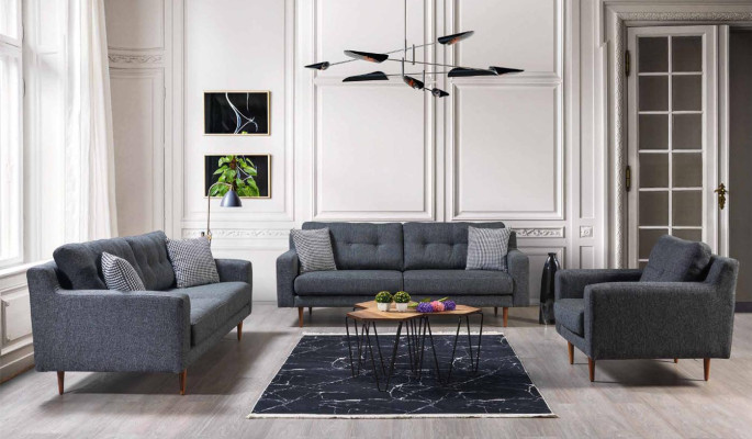 Graue Wohnzimmer Polstersessel Designer Einsitzer Luxus 1-Sitzer 2tlg