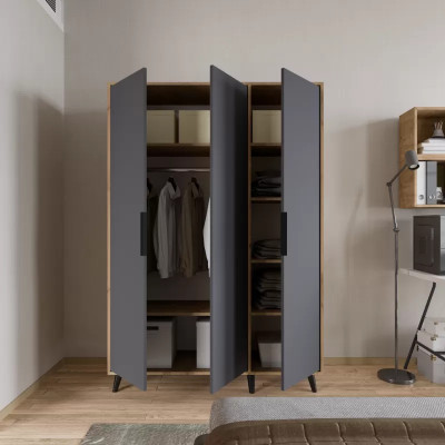 Grau Braun Modern Design Kleiderschrank Rechteckig Schlafzimmer Luxus