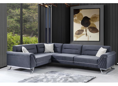 Stilvolle Graue L-Form Couch Wohnzimmer Designer Stoffsofa Eckcouch Neu