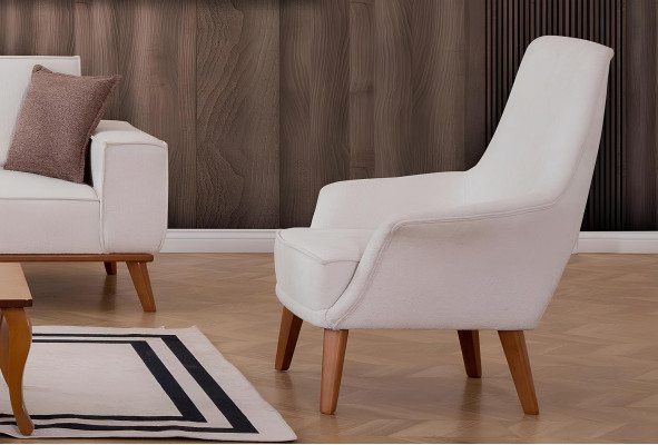 Weiße Wohnzimmer Garnitur Stilvoller 3-Sitzer Designer Sessel 2tlg Set