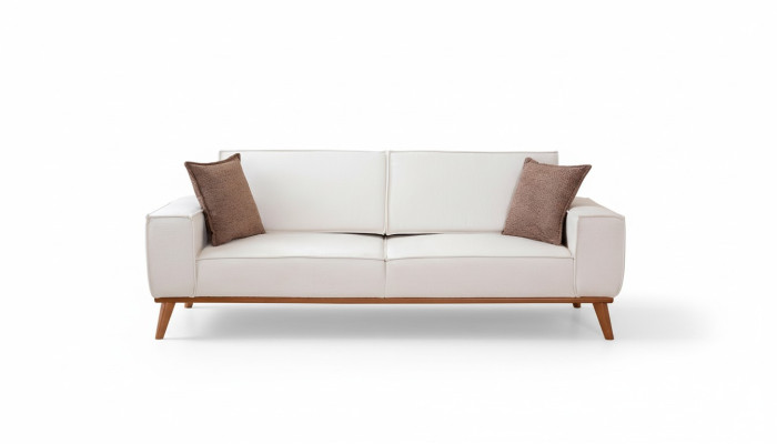 Weiße Wohnzimmer Garnitur Stilvoller 3-Sitzer Designer Sessel 2tlg Set