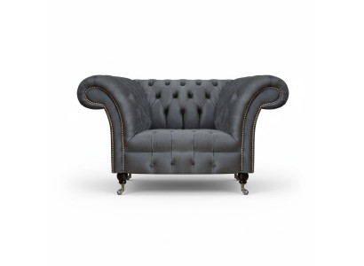 Chesterfield Moderner Grauer Sessel Designer Wohnzimmer Edler Lehnsessel
