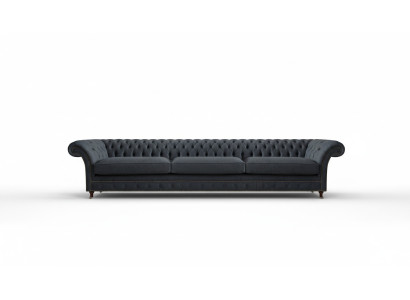 Luxuriöse Schwarze Chesterfield Textilcouch Wohnzimmer Edle Stoffsofas