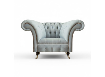 Chesterfield Hellgrauer Sessel Moderne Wohnzimmer Polster Sitzmöbel