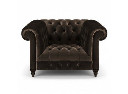 Brauner Chesterfield Polstersessel Moderner Textil Wohnzimmer Einsitzer