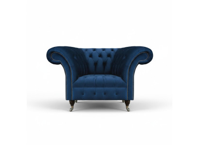 Blauer Chesterfield Einsitzer Wohnzimmer Sessel Polster Moderne Möbel
