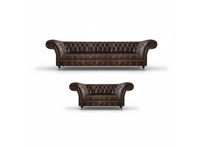 Braune Chesterfield Kunstleder Sofas Designer Wohnzimmer Couchen 2tlg
