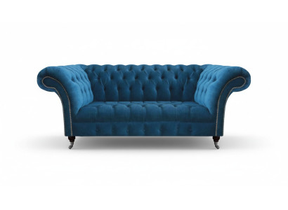 Blaue Chesterfield Luxus Couch Wohnzimmer Textilsitzer Edler Dreisitzer