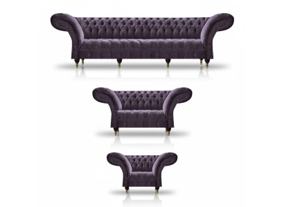 Chesterfield Lila Sitzmöbel Moderner 4-Sitzer Designer Zweisitzer Sessel