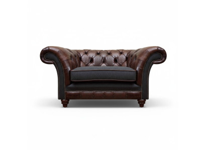 Chesterfield Braun-Grauer Sessel Wohnzimmer Einsitzer Moderne Edle Möbel