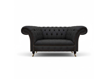 Luxus Chesterfield Sofas Designer Schwarzer Zweisitzer Wohnzimmer Möbel
