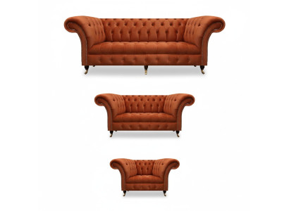 Braune Chesterfield Sitzmöbel Wohnzimmer Designer Couchen 3tlg Garnitur