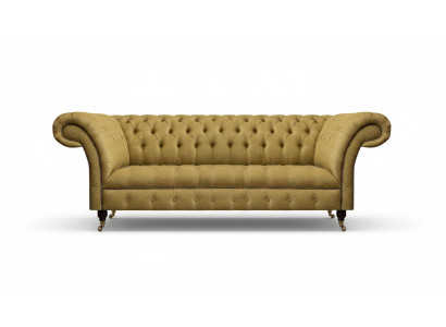 Chesterfield Gelbe Sitzcouch Wohnzimmer Dreisitzer Luxuriöse Edle Möbel