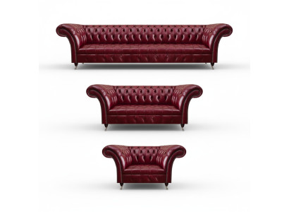 Dunkelrote Chesterfield Ledergarnitur Designer Ledersofas Sitzcouchen