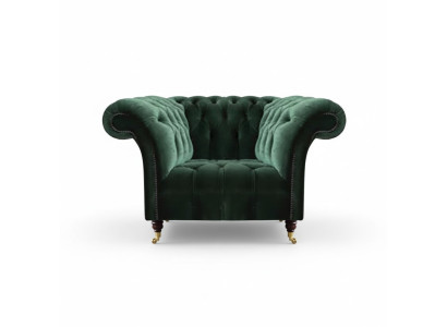 Chesterfield Grüner Sessel Textilsessel Stoffsitzer Wohnzimmer Möbel