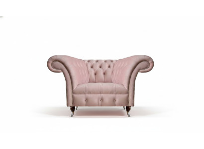 Chesterfield Rosa Einsitzer Wohnzimmer Designer Textilsessel 1-Sitzer
