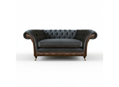 Braun-Grauer Chesterfield Einsitzer Wohnzimmer Sitzsessel Textil Möbel