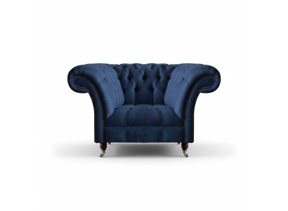Blauer Chesterfield Lehnsessel Wohnzimmer 1-Sitzer Edle Luxus Sitzmöbel