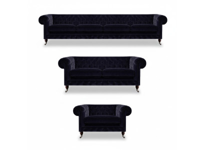 Luxuriöse Blaue Chesterfield Couchen Exklusiver 4-Sitzer Polstersessel