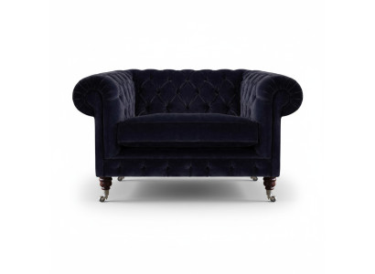 Dunkelblauer Chesterfield Sessel Wohnzimmer Designer Einsitzer Sitzmöbel
