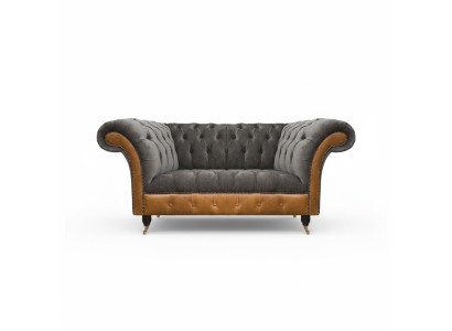 Grauer Exklusiver Chesterfield Zweisitzer Komfortable Textil Edle Sofas