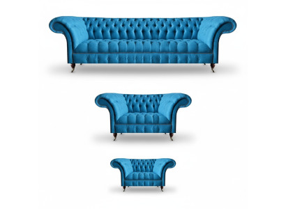 Himmelblaue Chesterfield Garnitur Luxuriöse Sitzmöbel Designer Couchen