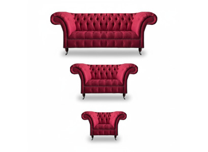 Edle Chesterfield Rosa Sitzgarnitur Wohnzimmer Designer Textil Couchen