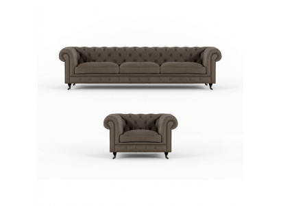 Hellgraue Chesterfield Polstermöbel Edle Textil Couchen Luxus Sessel