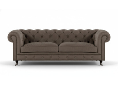 Polstermöbel Chesterfield Zweisitzer Sofa Couch Textil Grau Wohnzimmer