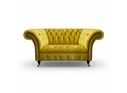 Moderne Chesterfield Sitzmöbel Gelber Zweisitzer Designer Stoffcouch
