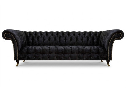 Chesterfield Moderner Schwarzer Viersitzer Edle Polstermöbel 4-Sitzer