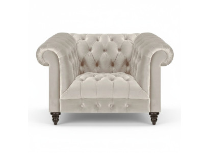 Weißer Chesterfield Polstersessel Designer Stoffsessel Textil SItzmöbel