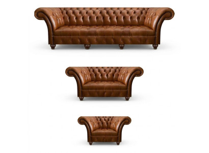 Chesterfield Braune Ledergarnitur Exklusive Couchen Designer Lehnsessel