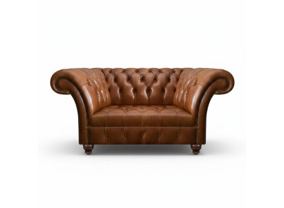 Brauner Chesterfield Leder Zweisitzer Designer Kunstleder 2-Sitzer Sofa