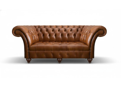 Brauner Chesterfield Leder Dreisitzer Wohnzimmer Moderne Polstercouchen