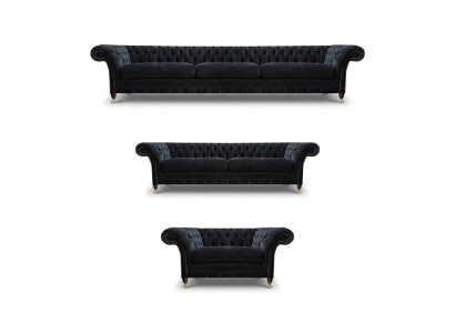 Schwarze Chesterfield Sofas Designer Wohnzimmer Polstercouchen Sessel