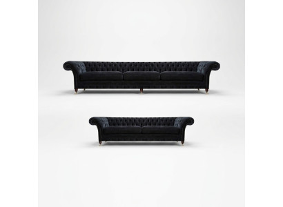 Schwarze Chesterfield Polstercouchen Designer Wohnzimmer Textil Sofas