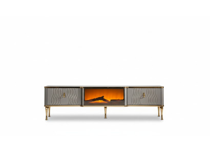 Weißes TV Sideboard goldene MDF Spanplatte + Metall Wohnzimmer TV Möbel