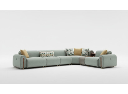 Luxuriöses Grünes Ecksofa Wohnzimmer Ledercouchen Designer Sitz Möbel