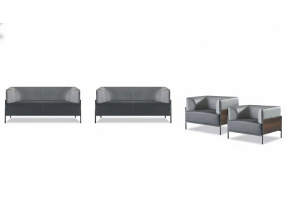 Ergonomischer Komplett Sofa-Set 4tlg Schwarz Designer Polster Modern Stil