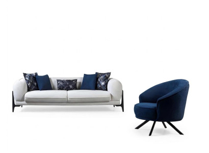 Weißes Relaxsofa Designer Wohnzimmer Sitzmöbel Polster Couchen Möbel