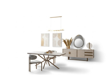 Villen Möbel xxl Sideboard Esstisch Stuhlgruppe Garnitur Esszimmer 7tlg.